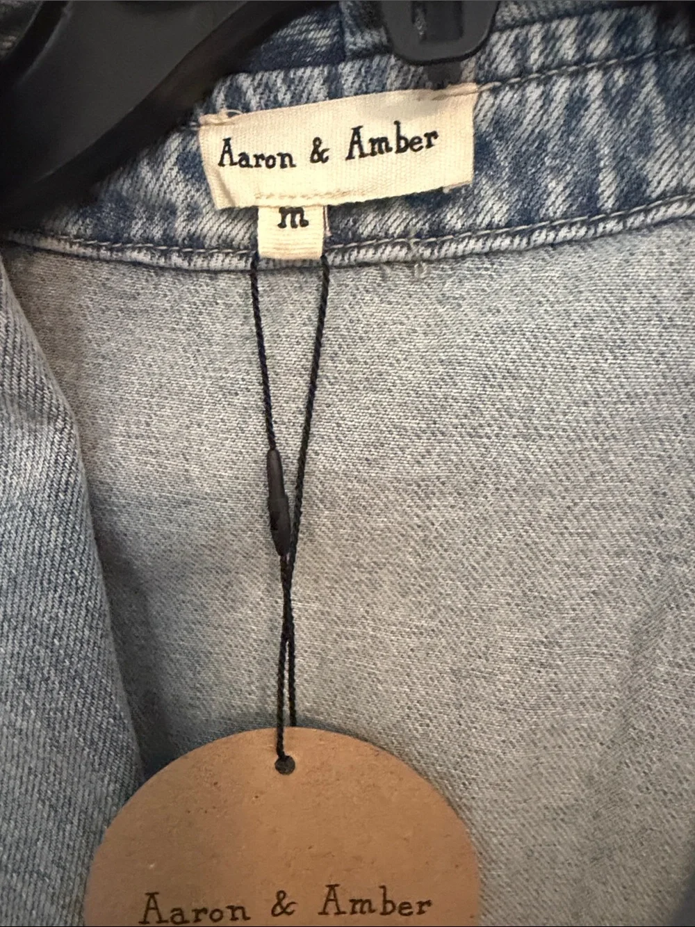Lauren & Amber Light Blue Denim Jacket with Shawl Collar